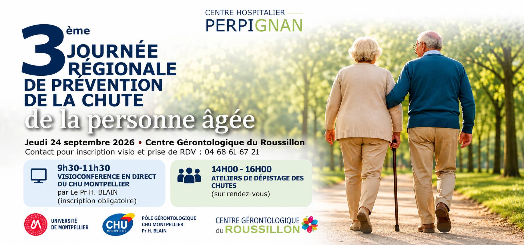 Affiche de la 3e Journée régionale de prévention de la chute de la personne âgée, le 24 septembre 2026 à Perpignan